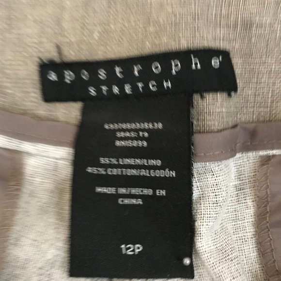 Apostrophe Olive Linen Capris Size 12 Petite - Picture 12 of 12